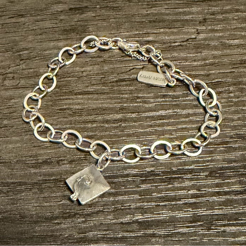 James Avery Sterling Silver Double Curb Link Charm Graduation Cap Bracelet 6.5”
